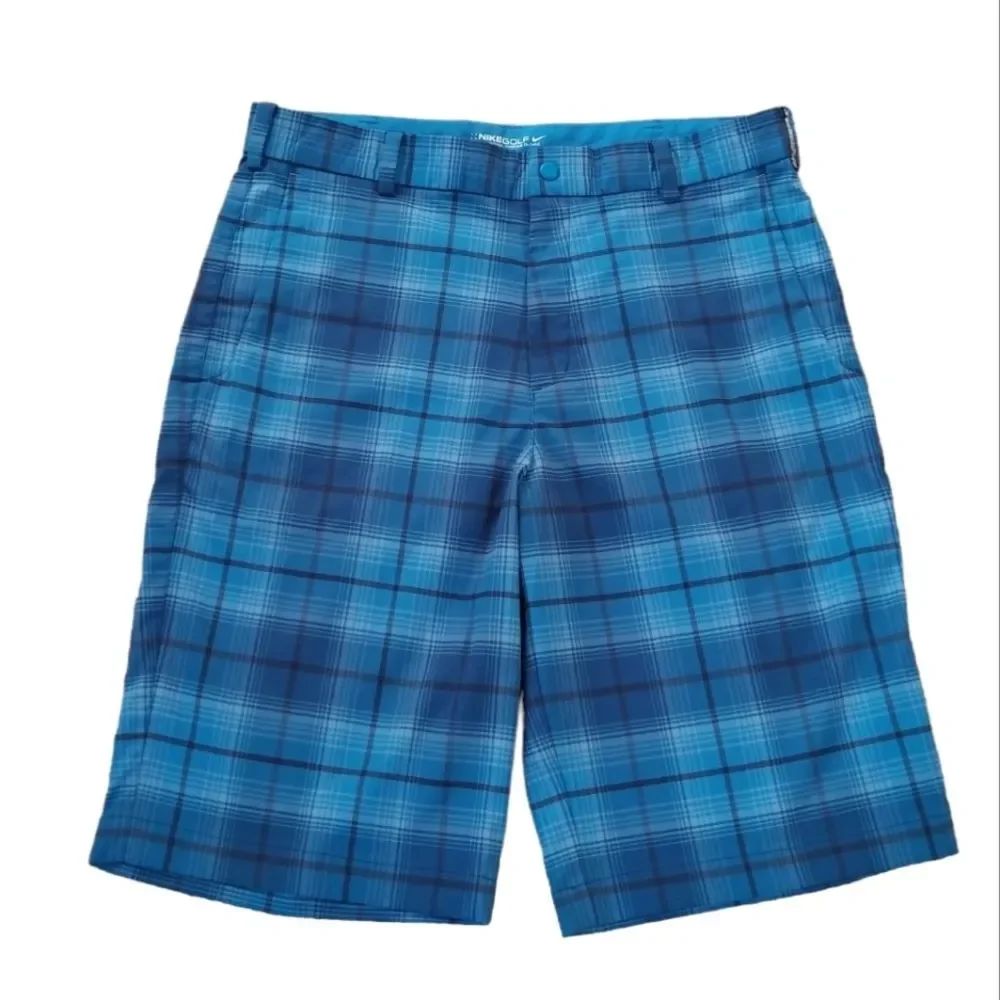 Nike Dri-Fit Plaid Chino Golf Shorts Mens Size 32